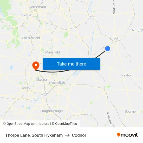 Thorpe Lane, South Hykeham to Codnor map
