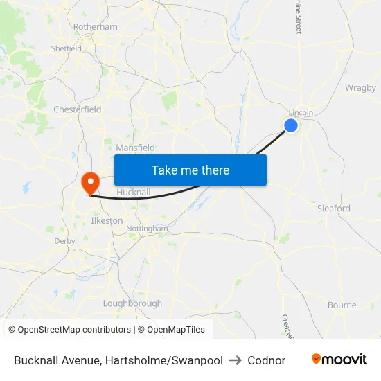 Bucknall Avenue, Hartsholme/Swanpool to Codnor map