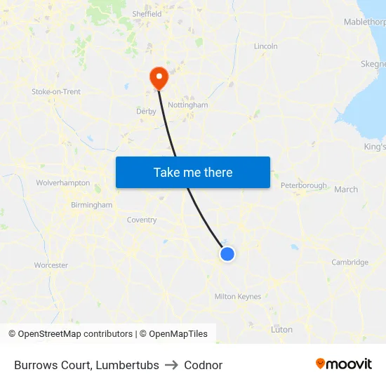 Burrows Court, Lumbertubs to Codnor map