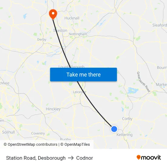 Station Road, Desborough to Codnor map