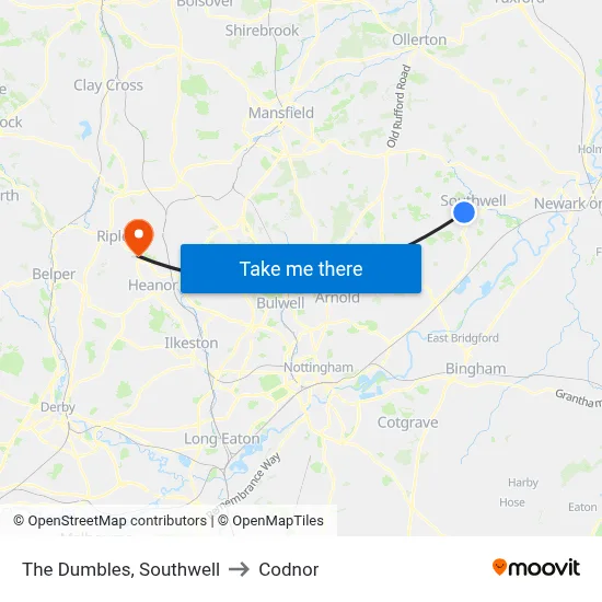 The Dumbles, Southwell to Codnor map