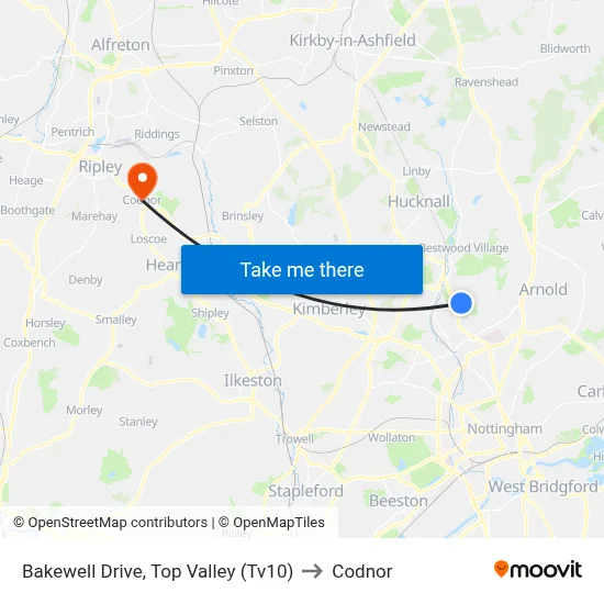Bakewell Drive, Top Valley (Tv10) to Codnor map