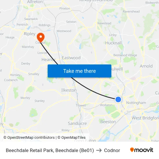 Beechdale Retail Park, Beechdale (Be01) to Codnor map