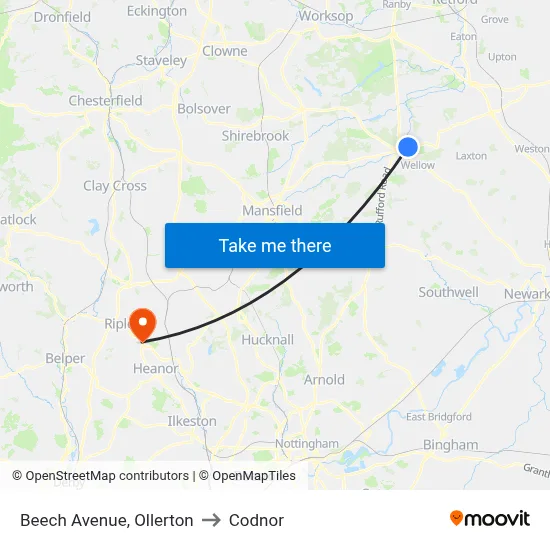 Beech Avenue, Ollerton to Codnor map