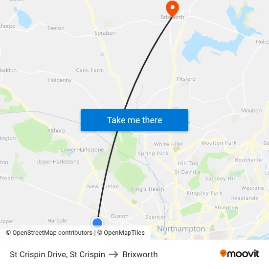 St Crispin Drive, St Crispin to Brixworth map