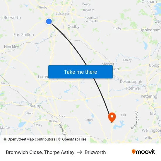 Bromwich Close, Thorpe Astley to Brixworth map