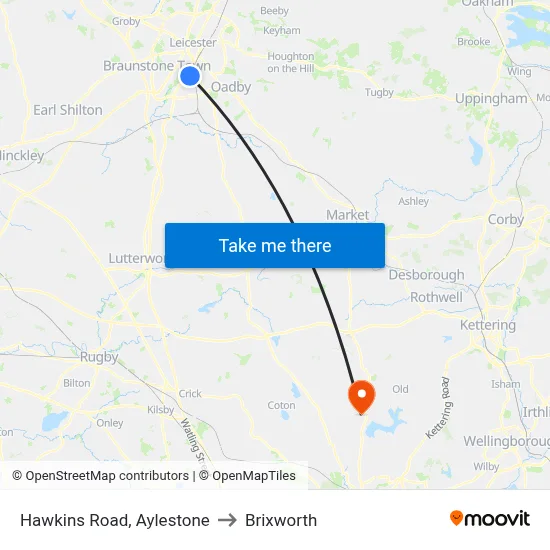 Hawkins Road, Aylestone to Brixworth map