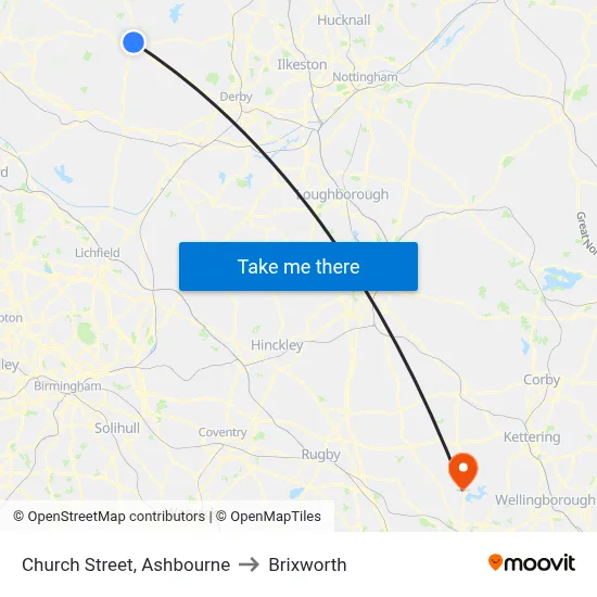 Church Street, Ashbourne to Brixworth map