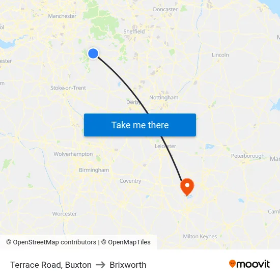 Terrace Road, Buxton to Brixworth map