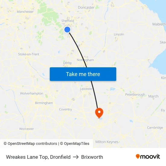 Wreakes Lane Top, Dronfield to Brixworth map