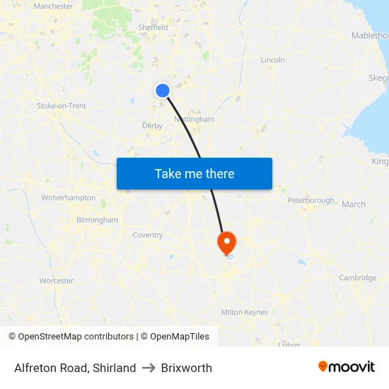 Alfreton Road, Shirland to Brixworth map