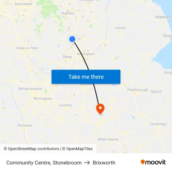 Community Centre, Stonebroom to Brixworth map