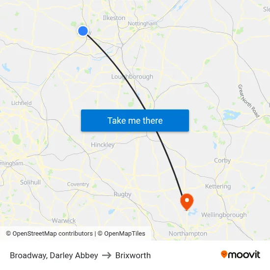 Broadway, Darley Abbey to Brixworth map