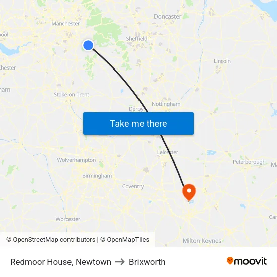 Redmoor House, Newtown to Brixworth map