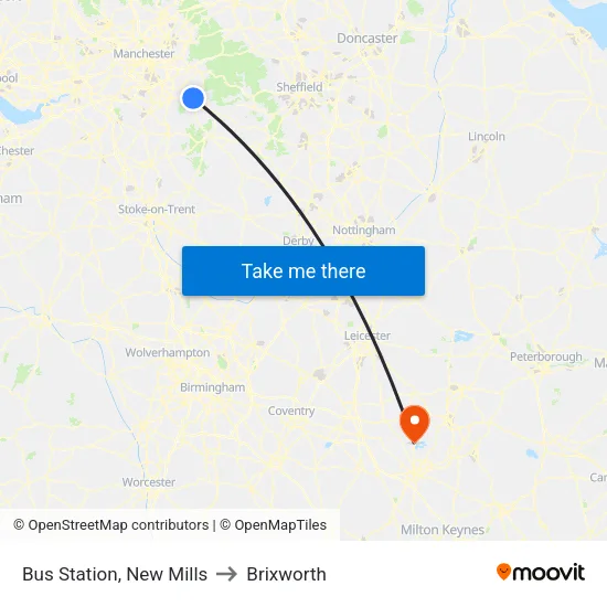 Bus Station, New Mills to Brixworth map