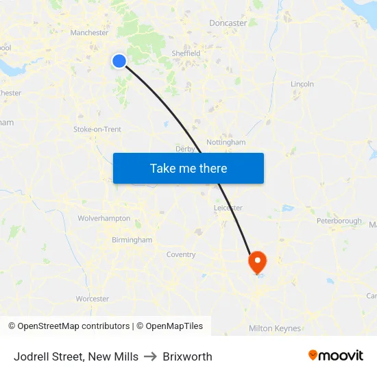 Jodrell Street, New Mills to Brixworth map