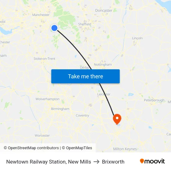 Newtown Railway Station, New Mills to Brixworth map
