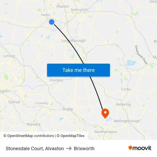 Stonesdale Court, Alvaston to Brixworth map