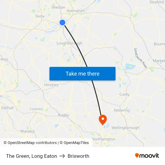The Green, Long Eaton to Brixworth map