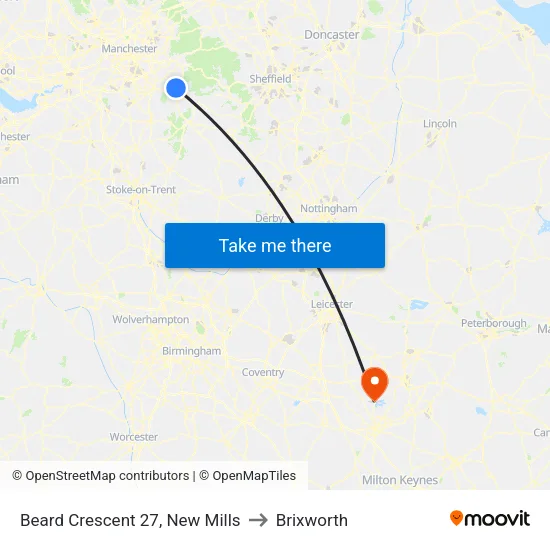 Beard Crescent 27, New Mills to Brixworth map