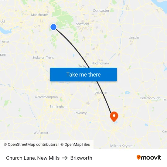 Church Lane, New Mills to Brixworth map
