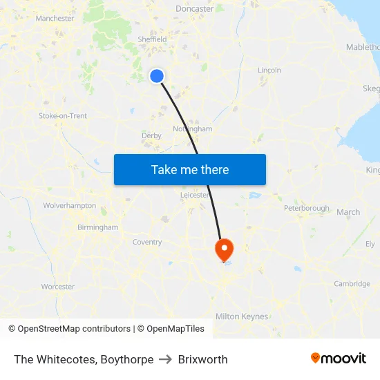 The Whitecotes, Boythorpe to Brixworth map