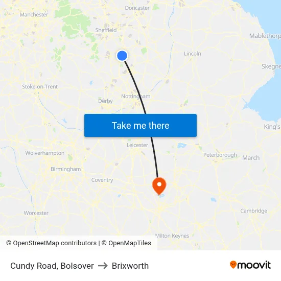 Cundy Road, Bolsover to Brixworth map