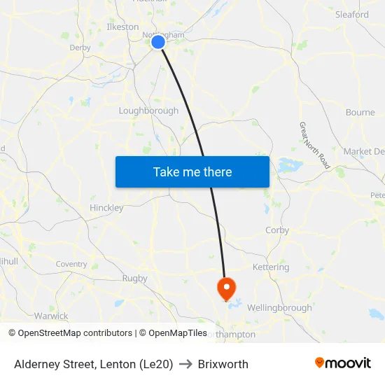 Alderney Street, Lenton (Le20) to Brixworth map