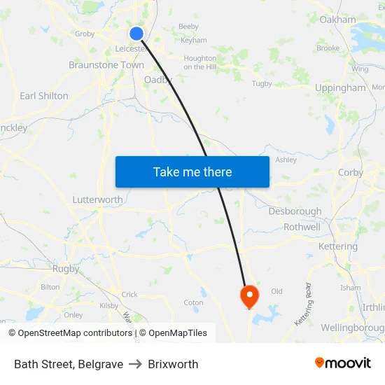 Bath Street, Belgrave to Brixworth map