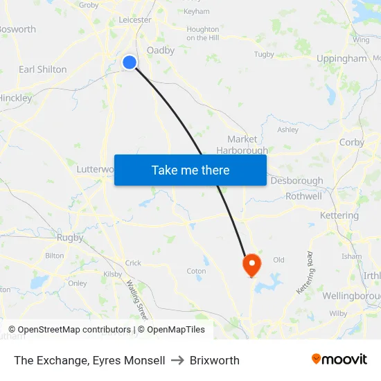 The Exchange, Eyres Monsell to Brixworth map