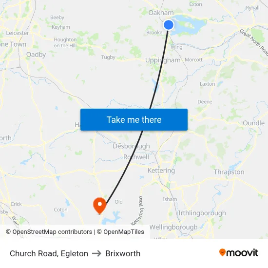 Church Road, Egleton to Brixworth map