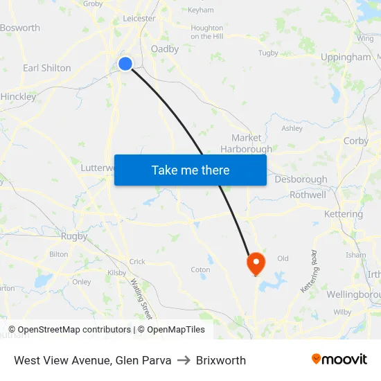 West View Avenue, Glen Parva to Brixworth map