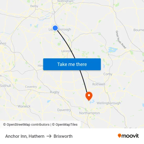 Anchor Inn, Hathern to Brixworth map