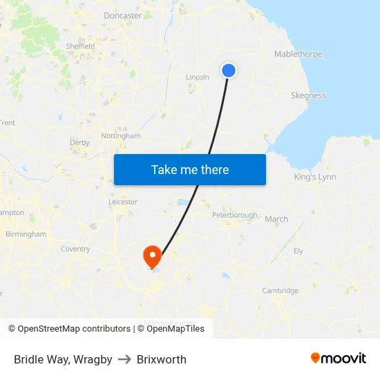 Bridle Way, Wragby to Brixworth map