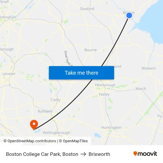 Boston College Car Park, Boston to Brixworth map