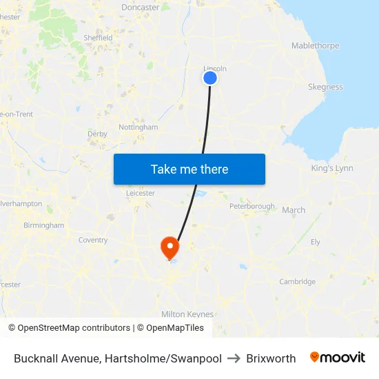 Bucknall Avenue, Hartsholme/Swanpool to Brixworth map