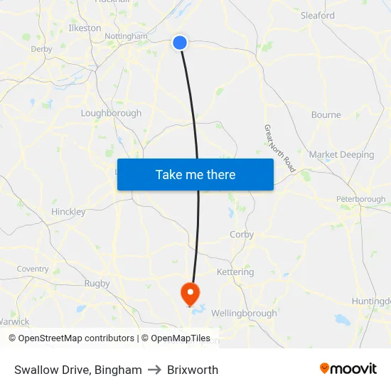 Swallow Drive, Bingham to Brixworth map