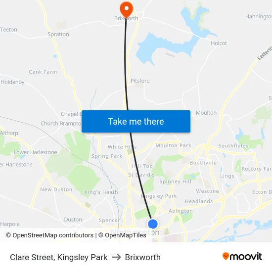 Clare Street, Kingsley Park to Brixworth map