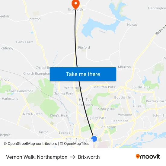 Vernon Walk, Northampton to Brixworth map