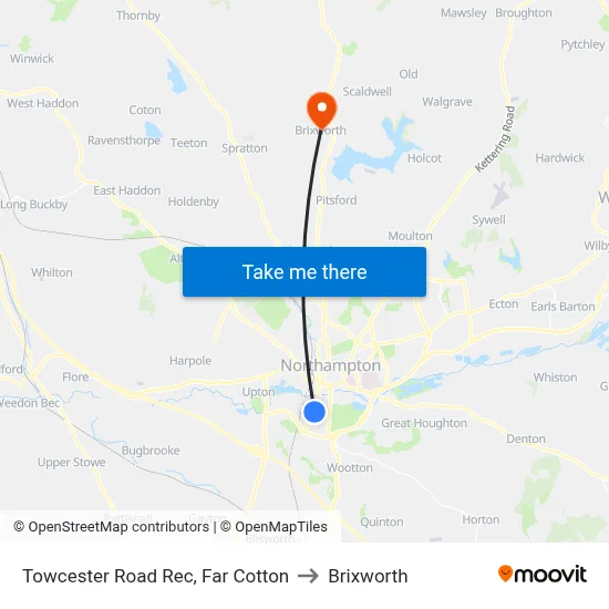 Towcester Road Rec, Far Cotton to Brixworth map