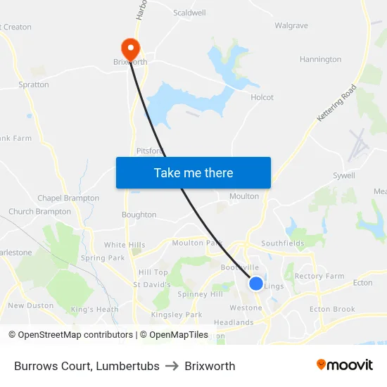 Burrows Court, Lumbertubs to Brixworth map