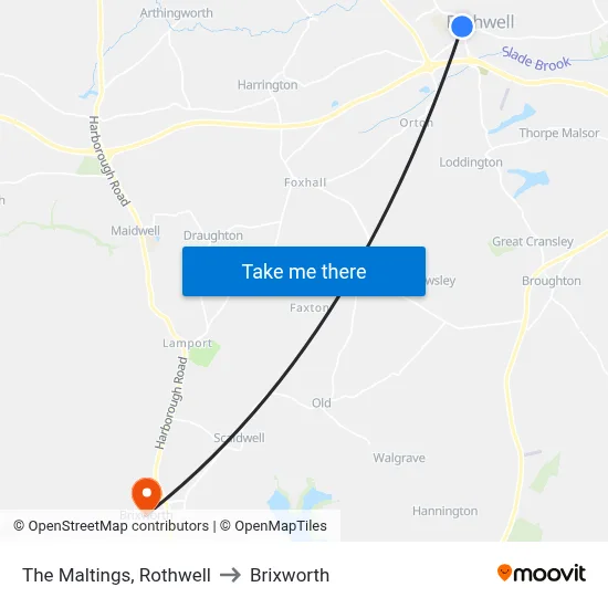 The Maltings, Rothwell to Brixworth map