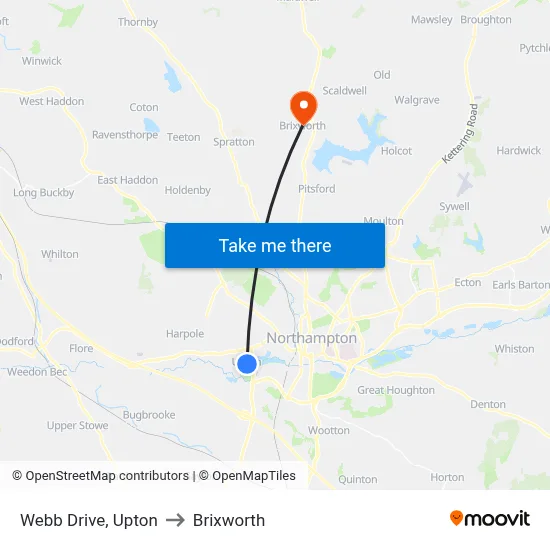 Webb Drive, Upton to Brixworth map