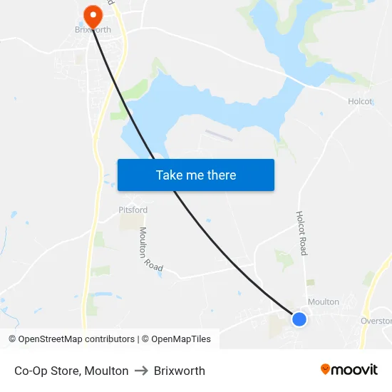 Co-Op Store, Moulton to Brixworth map