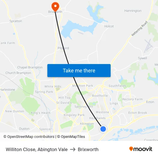 Williton Close, Abington Vale to Brixworth map