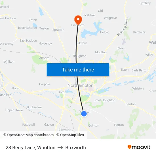 28 Berry Lane, Wootton to Brixworth map