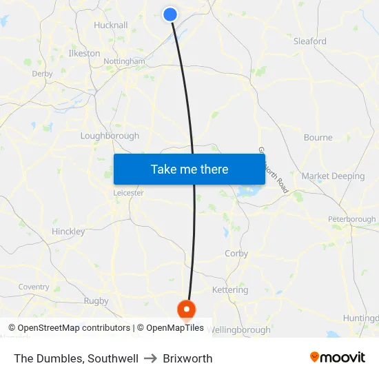 The Dumbles, Southwell to Brixworth map