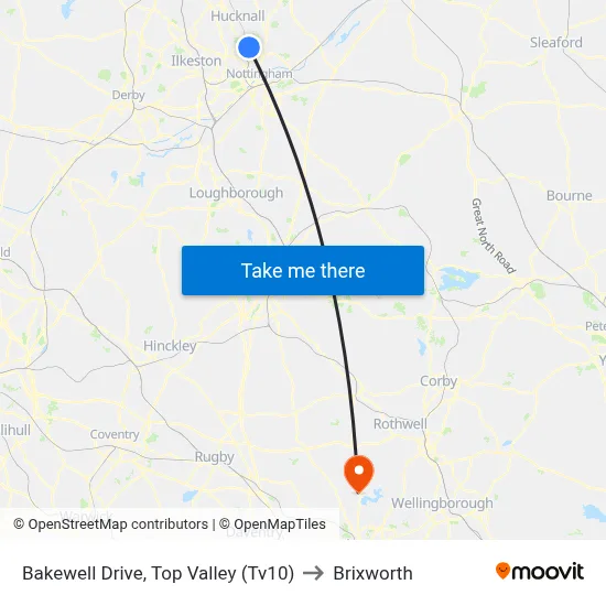Bakewell Drive, Top Valley (Tv10) to Brixworth map