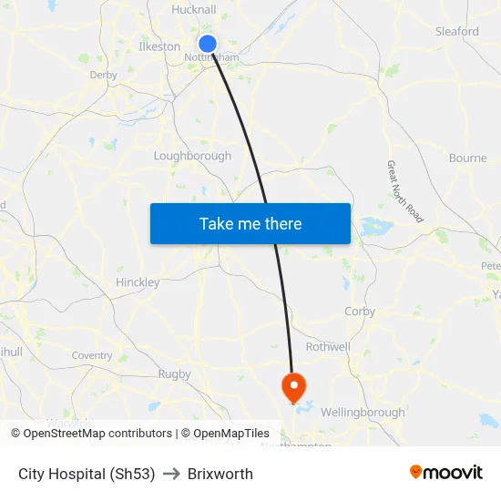 City Hospital (Sh53) to Brixworth map