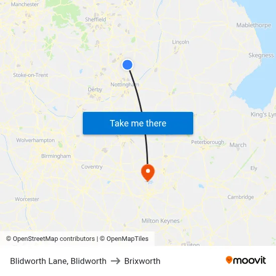Blidworth Lane, Blidworth to Brixworth map